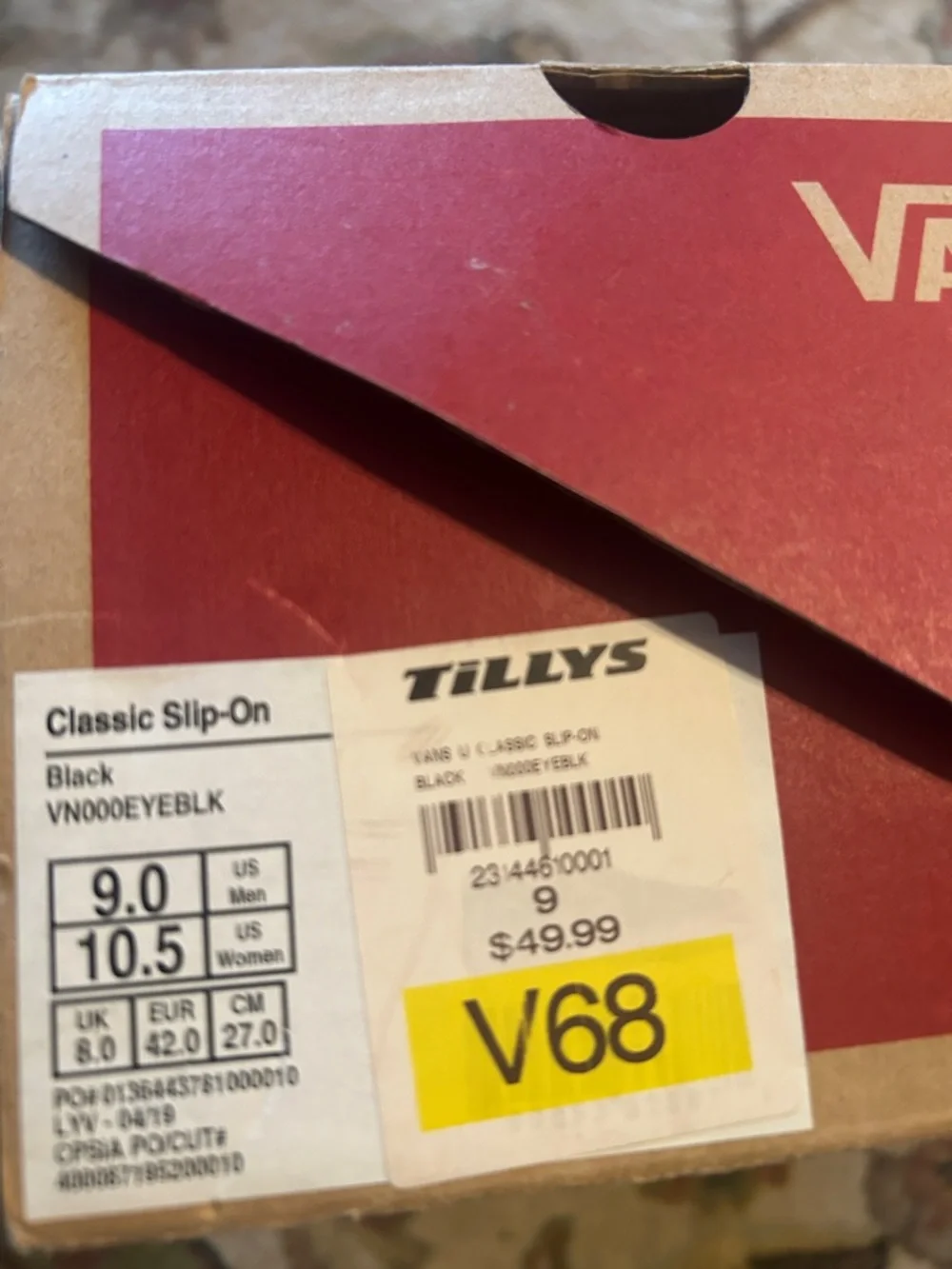 Like new in box. Vans Black & White Classic Slip-On Canvas Mens 9 women 10.5 - Picture 7 of 8